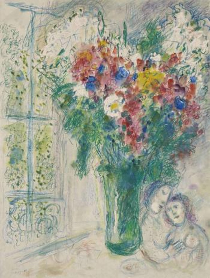 Les fleurs devant la fenêtre à Paris by Marc Chagall