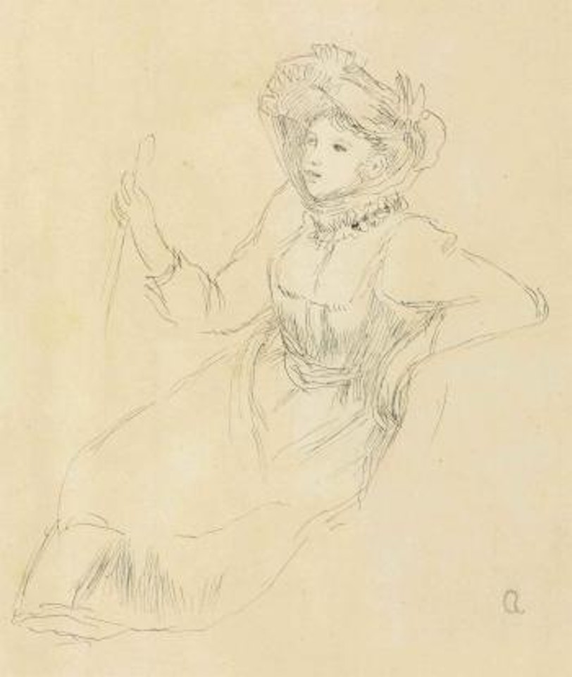 Jeune femme appuyée sur une ombrelle by Pierre-Auguste Renoir