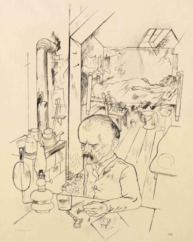 Der Dollar bei 300, II (recto); Portät eines Mannes mit einem Zylinderhut (verso) by George Grosz