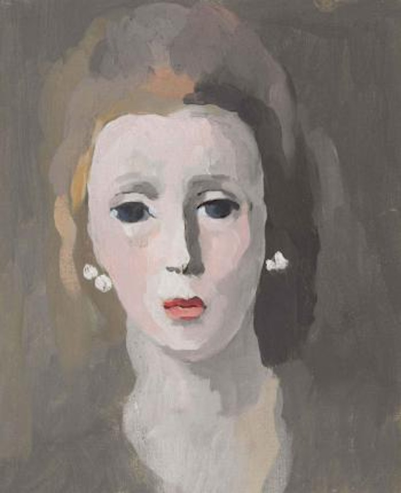 Femme aux boucles d'oreilles en perles by Marie Laurencin