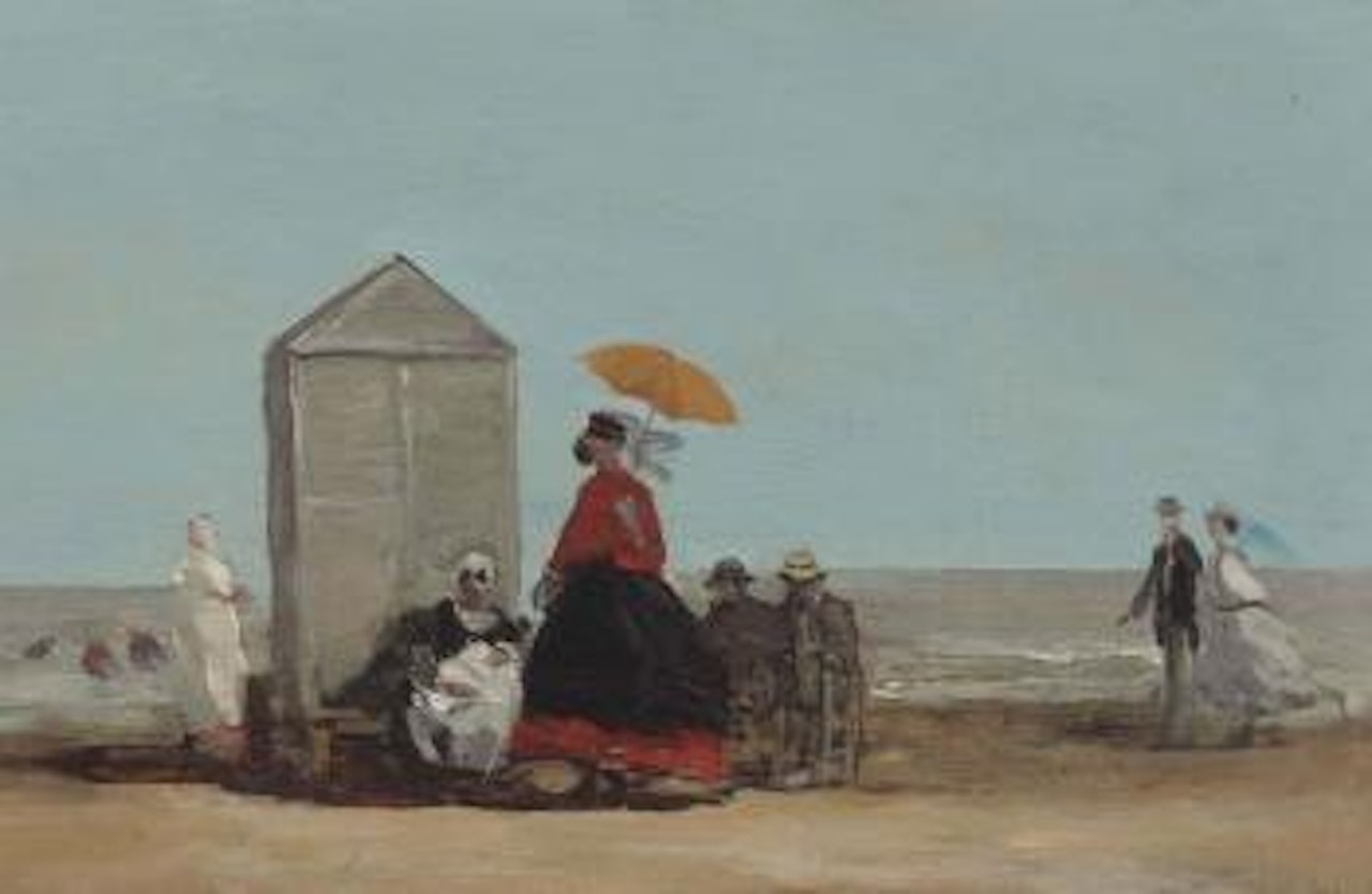 Sur la plage de Trouville by Eugène Boudin