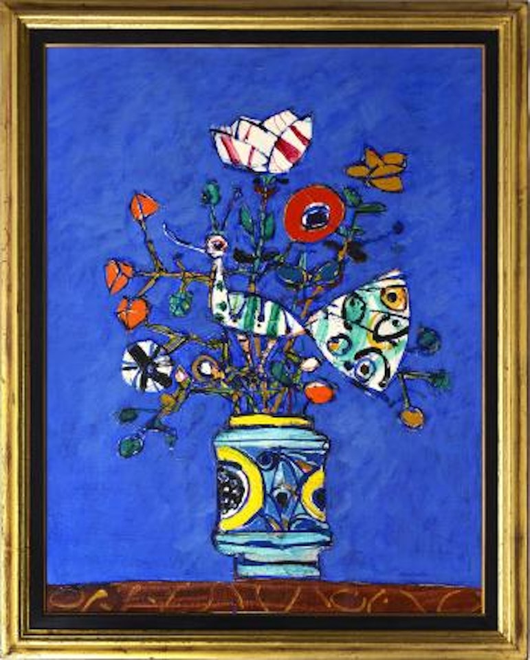Fleurs au fond bleu by Paul Aizpiri