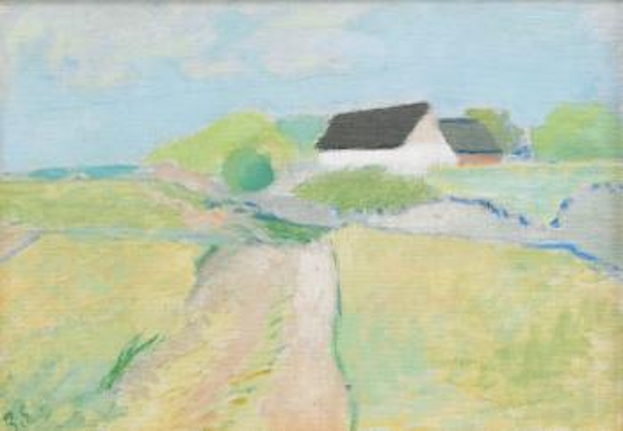 Landskap med två hus by Ragnar Sandberg