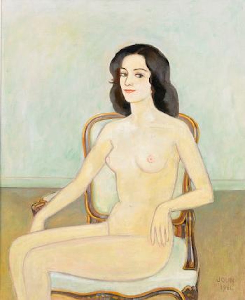 Sittande nakenmodell by Einar Jolin