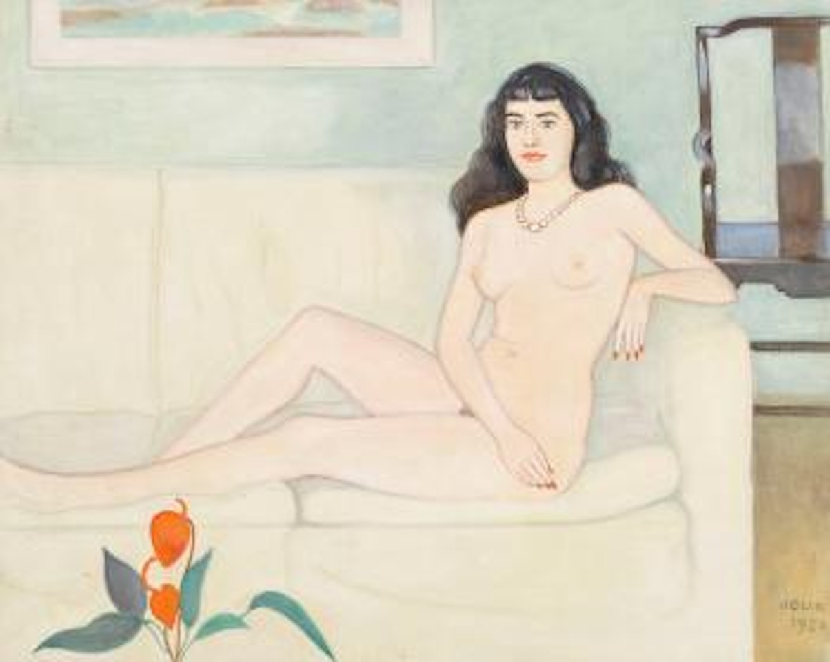 Nakenmodell i soffa by Einar Jolin