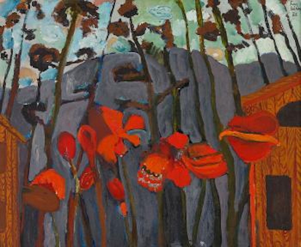 Blommor i landskap by Sven Erixson