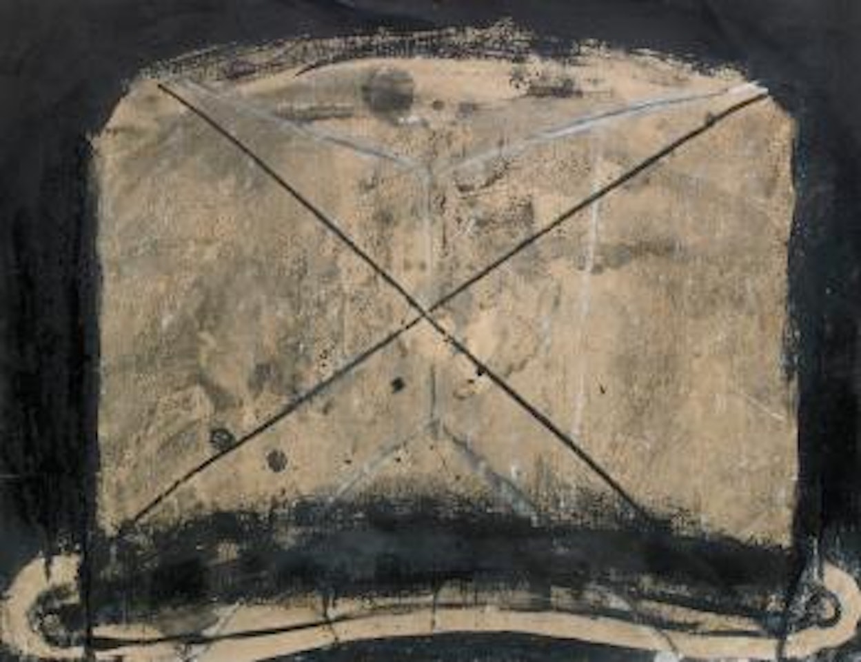 Forma de sombrero tachada con X by Antoni Tapies