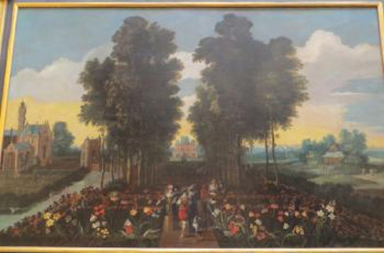 Promenade au jardin. Scène architecturée au perroquet by Flemish School