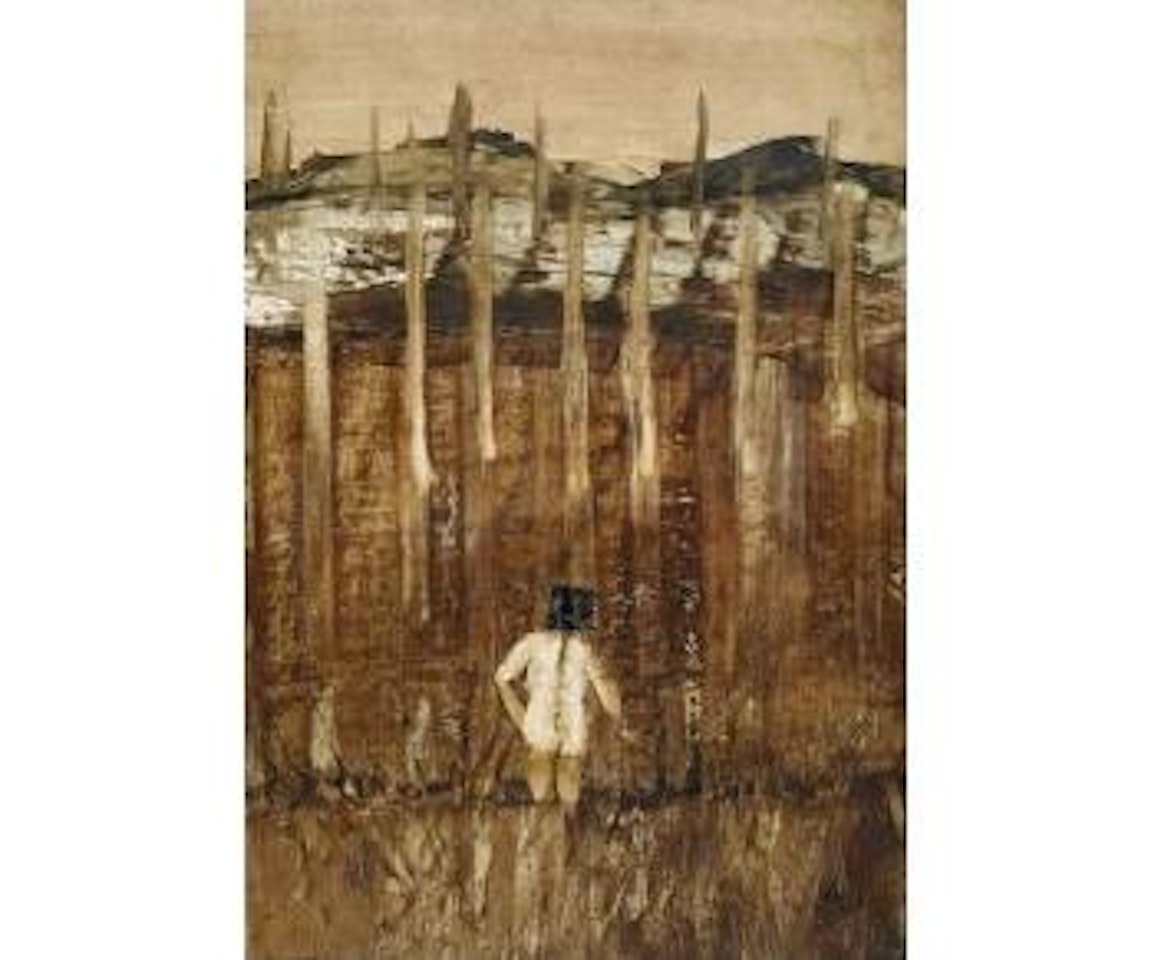 Kelly and landscape by Sidney Nolan