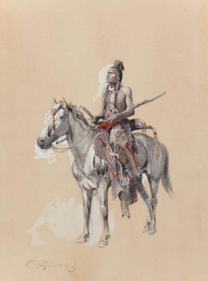 Indian on Horseback by Charles M Russell