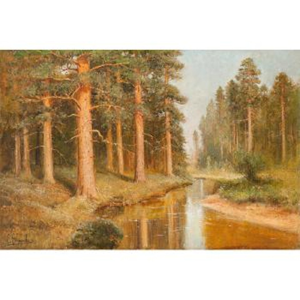Russische Flusslandschaft mit Birken by Simeon Fedorovich Fedorov