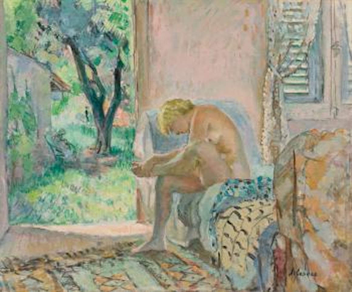 Nu Assis Sur Un Canapé Près De La Fenêtre by Henri Lebasque