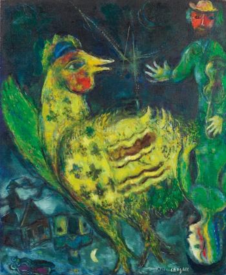 Le Coq Sur Fond Noir by Marc Chagall