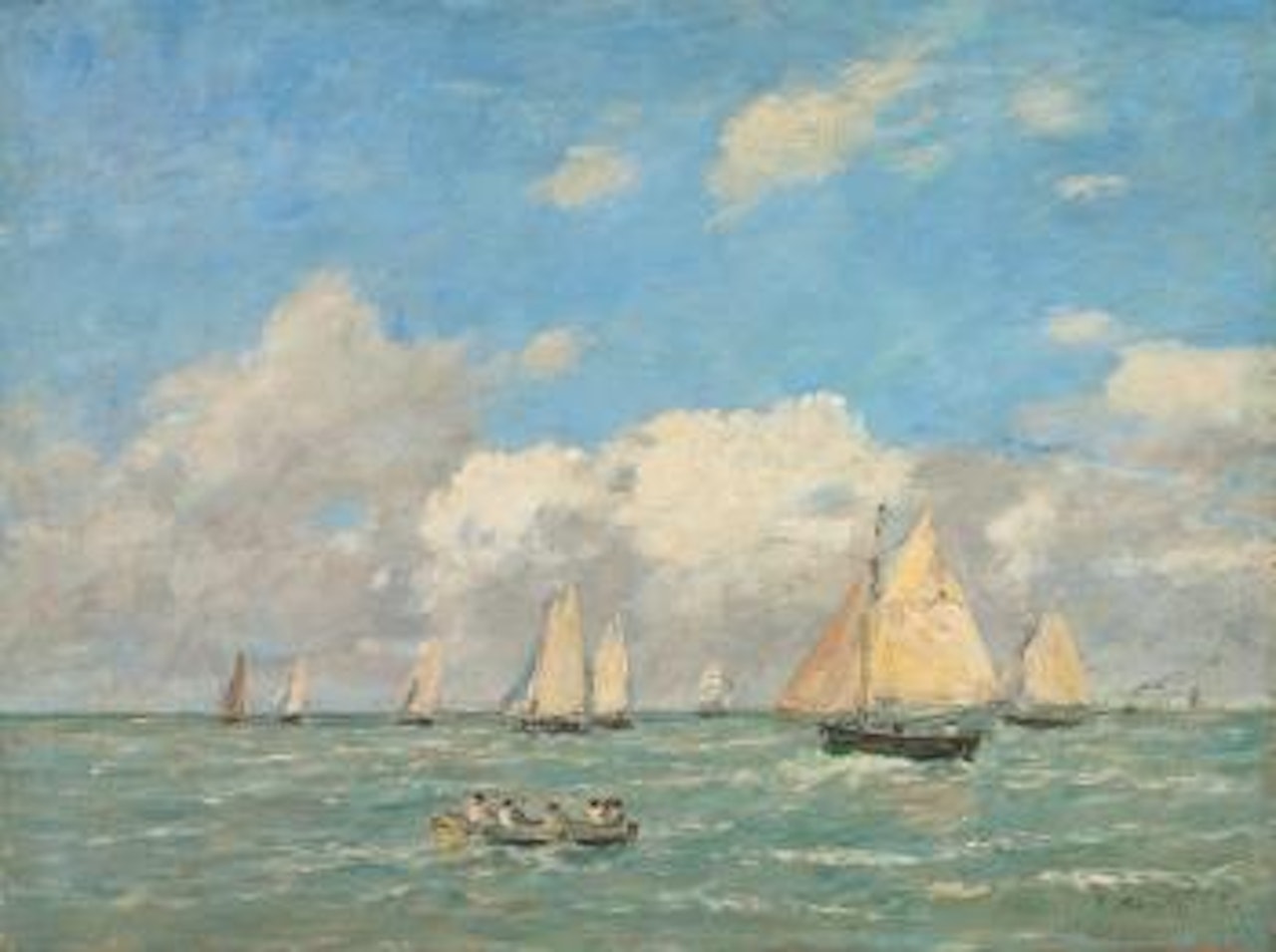 La Sortie Des Barques À Trouville by Eugène Boudin