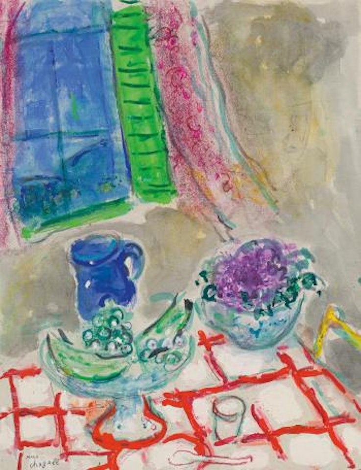 Nature Morte À La Nappe Quadrillée by Marc Chagall