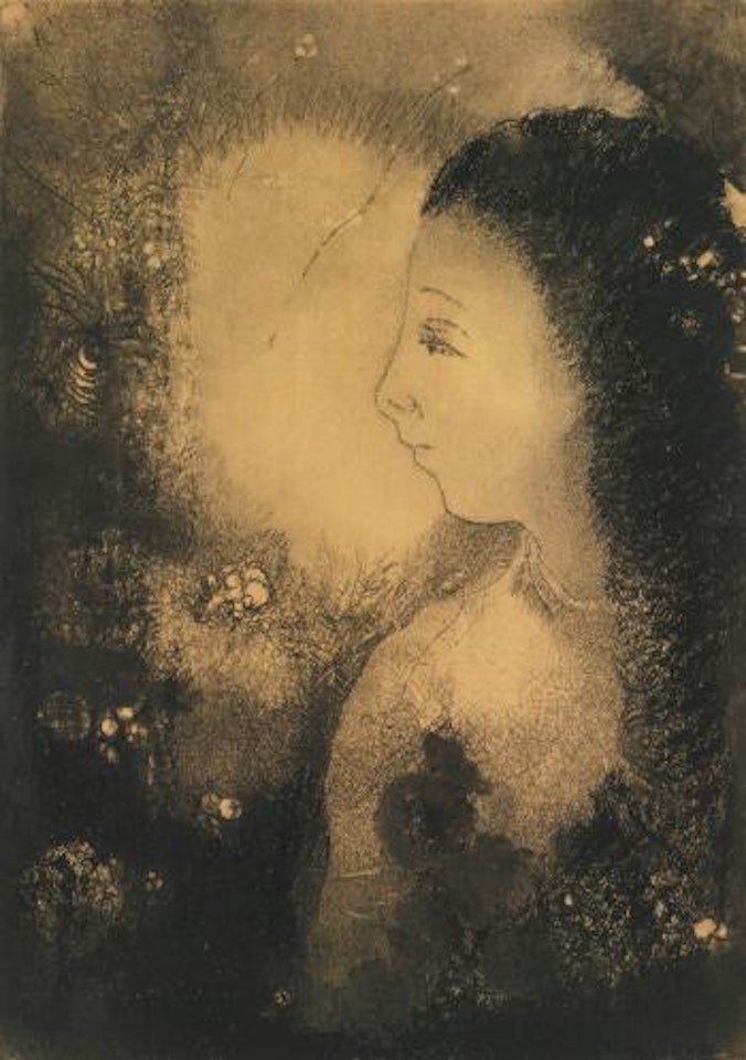 Profil De Femme Avec Fleurs by Odilon Redon