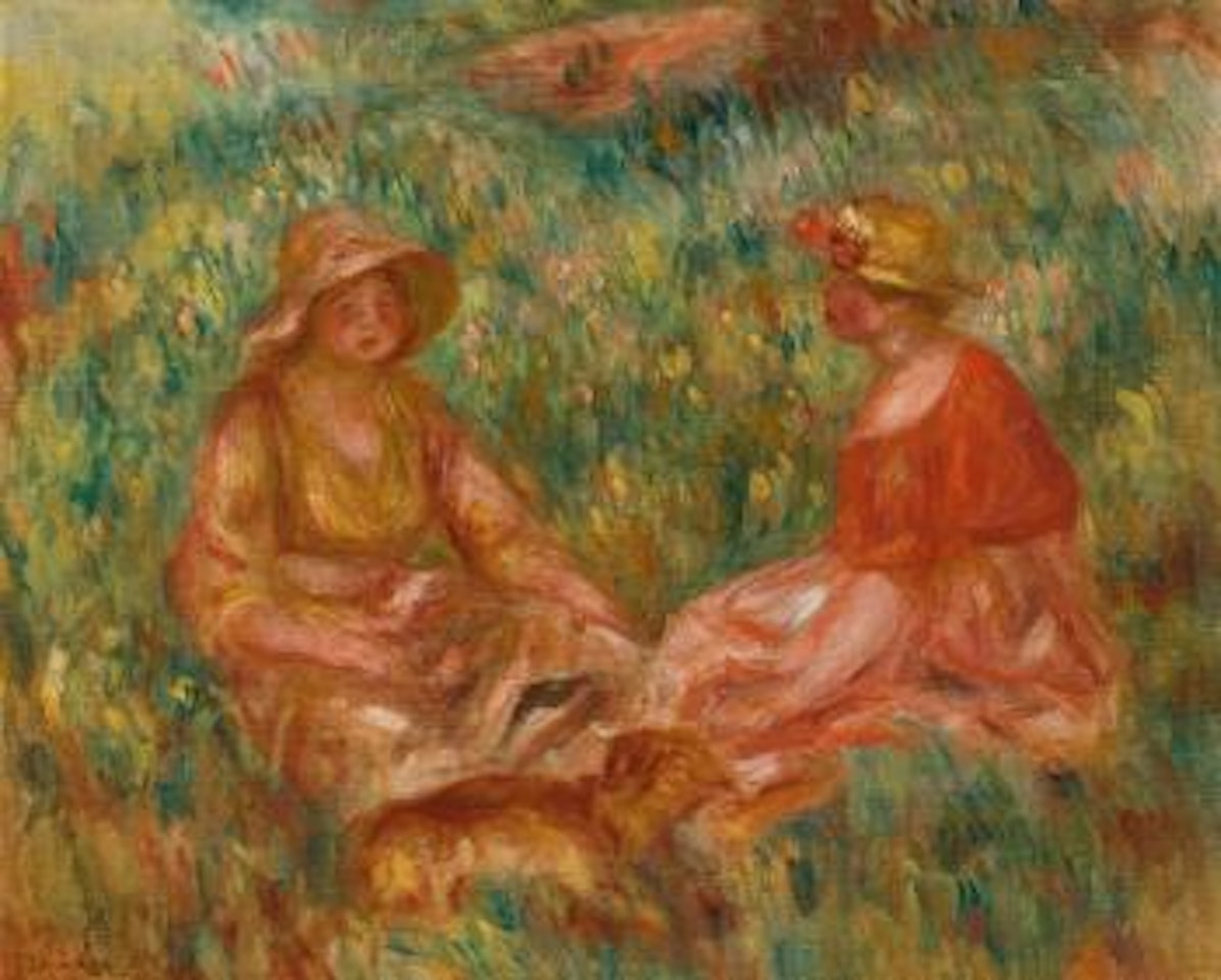Deux Filles Dans Un PrÃ© (Deux Femmes Dans L'herbe) by Pierre-Auguste Renoir