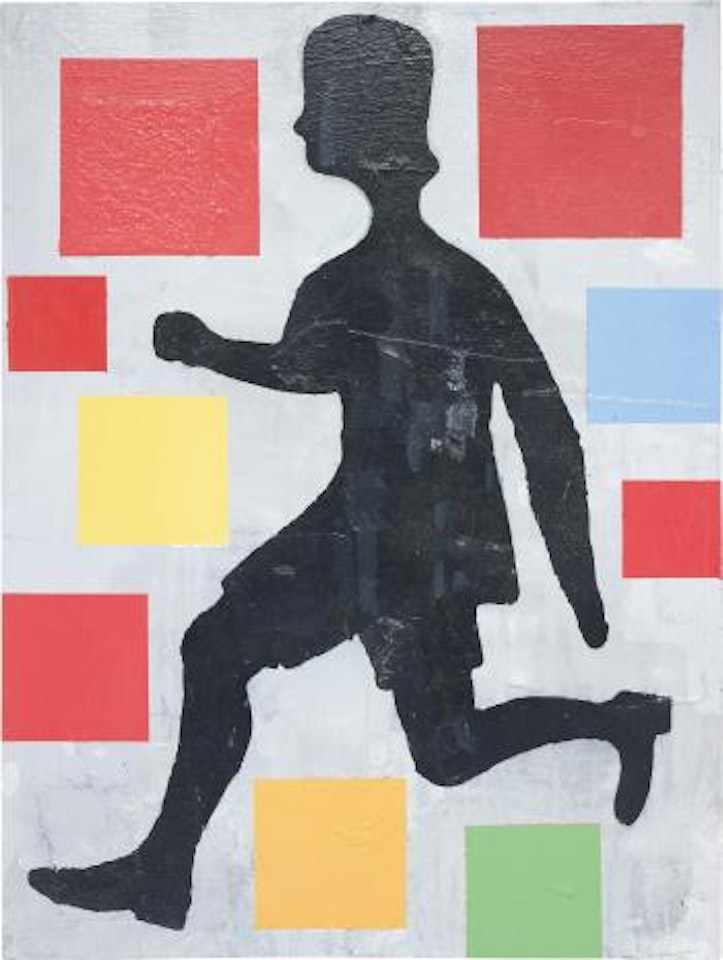 Five Color Abstraction with Running Figure by Donald Baechler