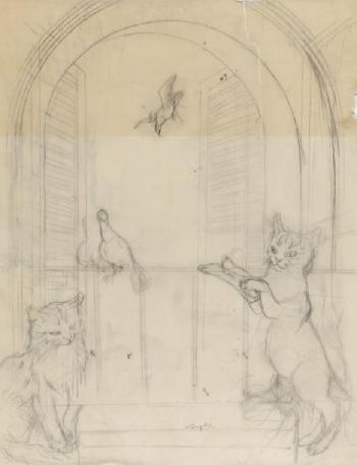 Les animaux sur le balcon by Leonard Tsuguharu Foujita