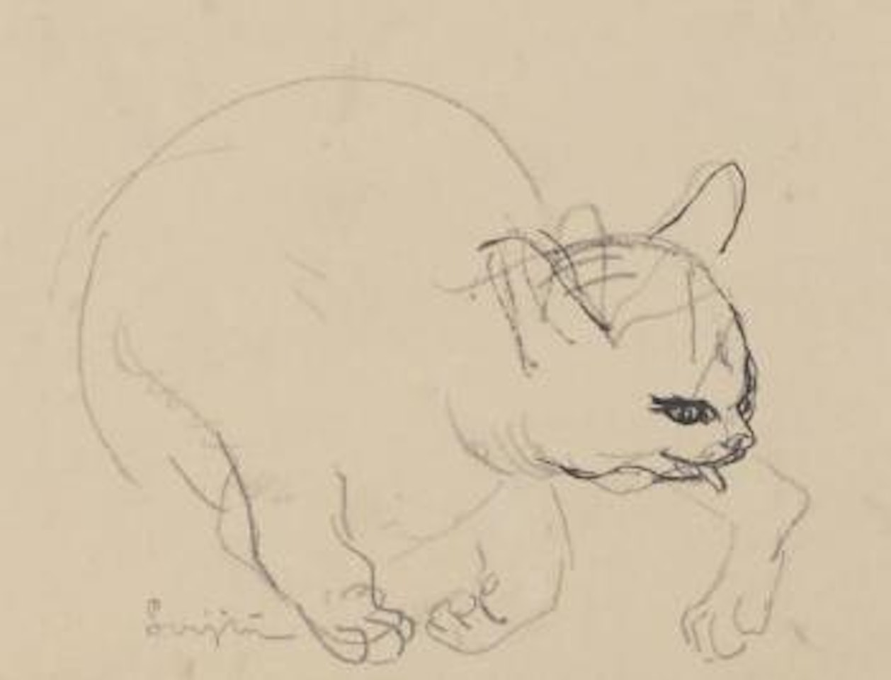 Chaton se lechant by Leonard Tsuguharu Foujita