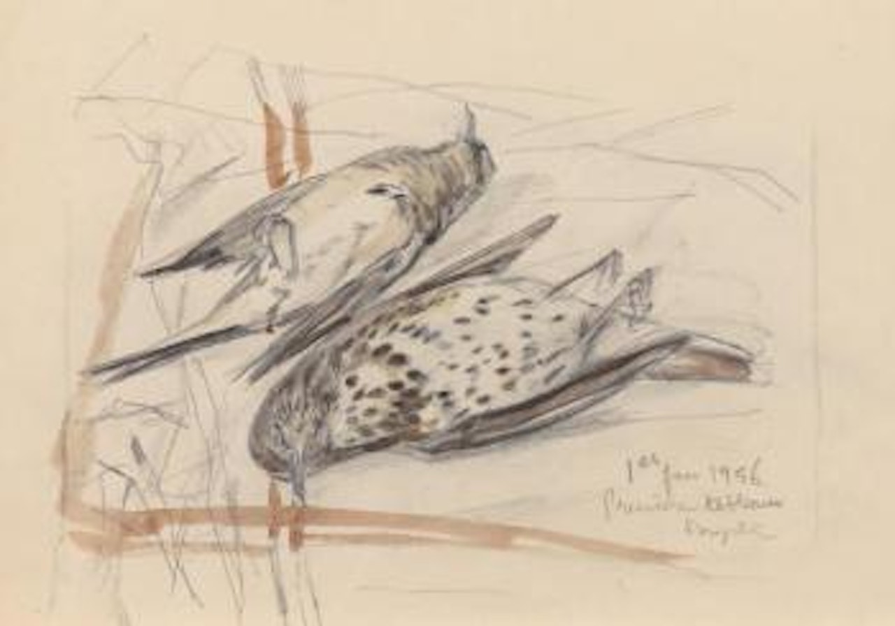Deux oiseaux by Leonard Tsuguharu Foujita