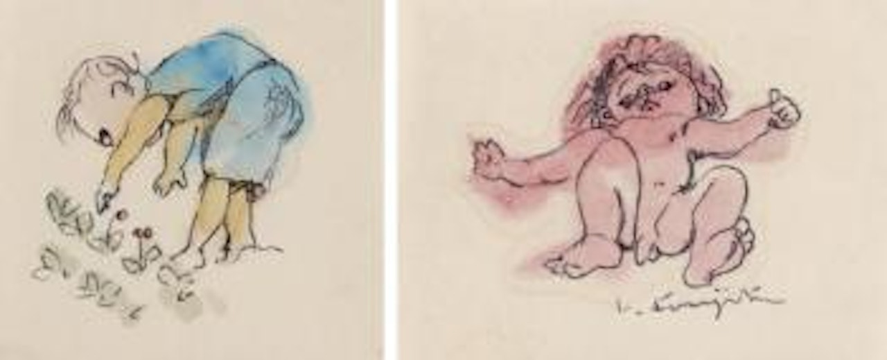 Le cueillette. Petit garçon nu by Leonard Tsuguharu Foujita