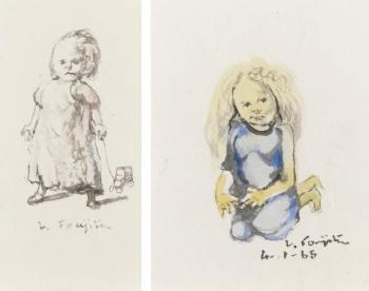 Petite fille à la robe bleue. La petite voiture by Leonard Tsuguharu Foujita