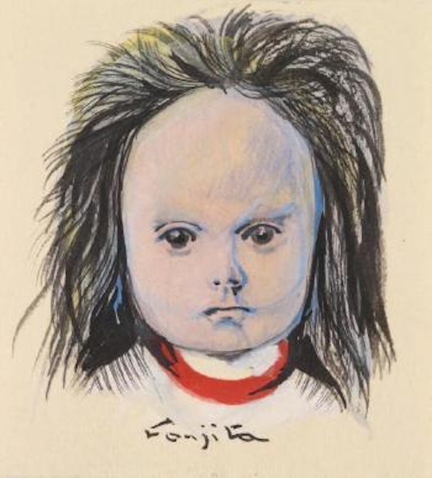 Petite fille au col rouge by Leonard Tsuguharu Foujita