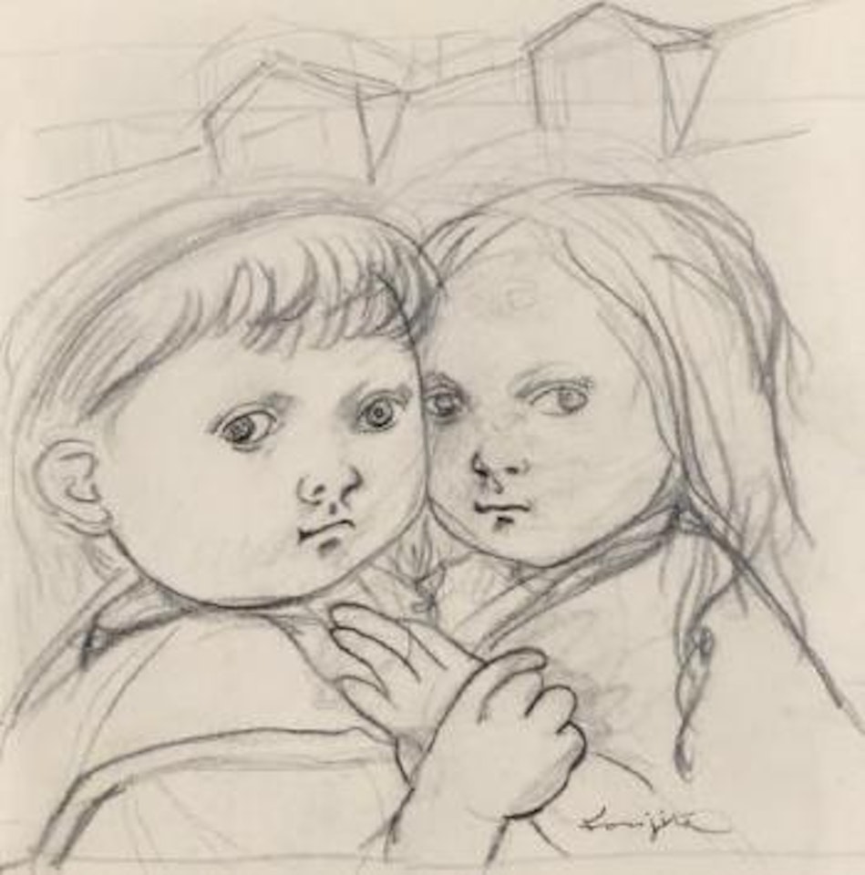 Les deux enfants by Leonard Tsuguharu Foujita