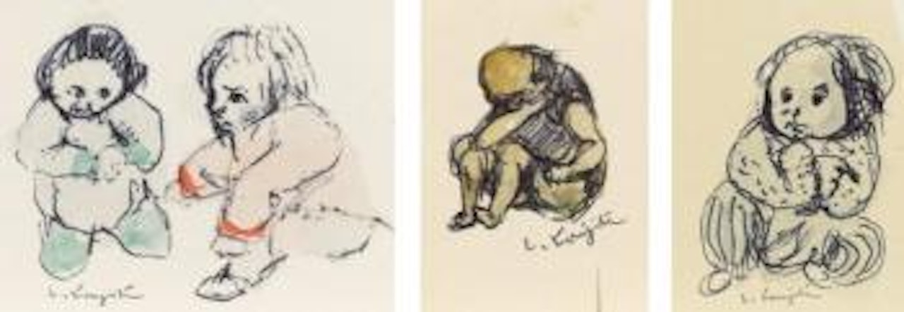 Conversation. Petit enfant apeure. Le petit vieux by Leonard Tsuguharu Foujita