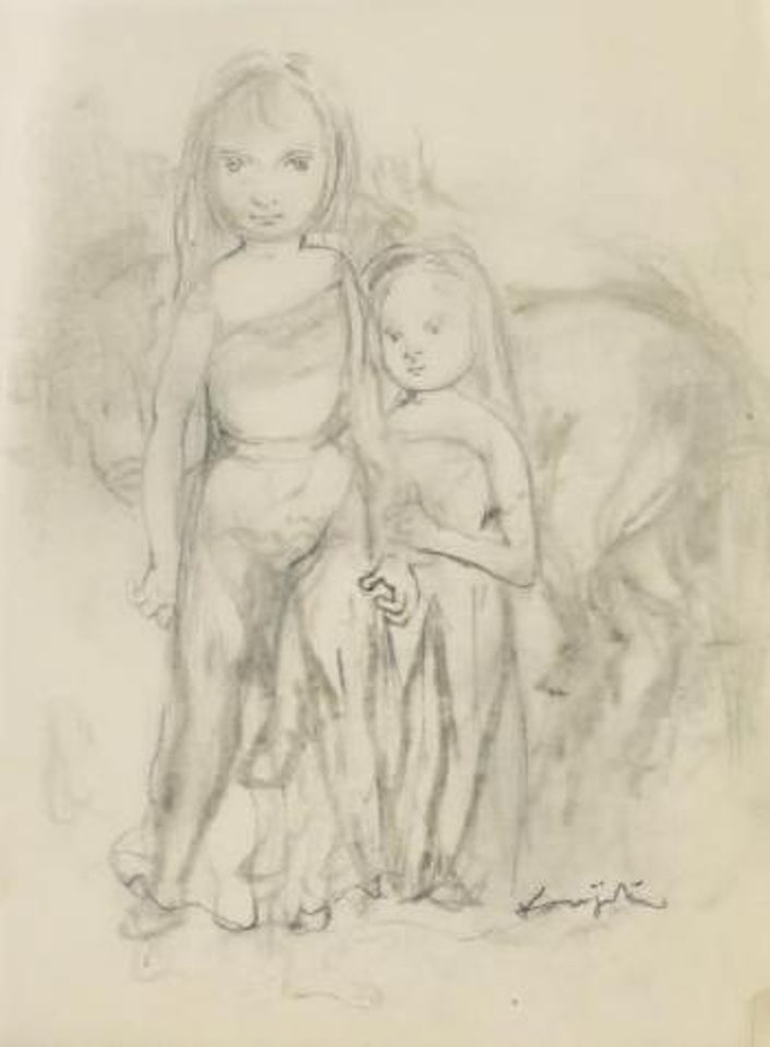 Deux jeunes filles et leur cheval by Leonard Tsuguharu Foujita