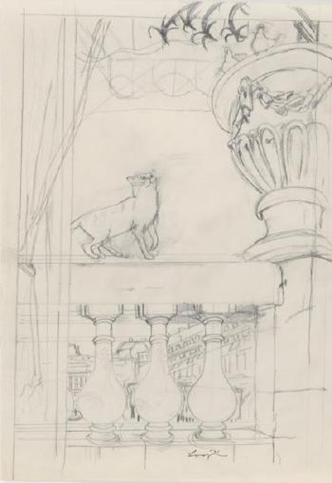 Chat au balcon by Leonard Tsuguharu Foujita