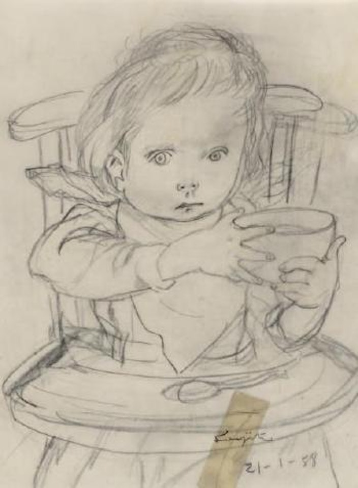 Enfant dans sa chaise haute by Leonard Tsuguharu Foujita