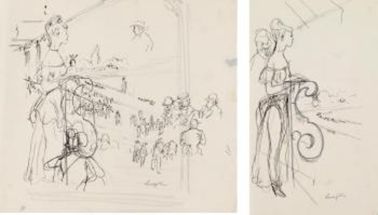 Le rendez-vous sur le champ de course. Étude pour le rendez-vous sur le champ de courses by Leonard Tsuguharu Foujita