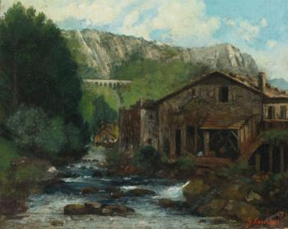 A Mill In A Rocky Landscape by Gustave Courbet