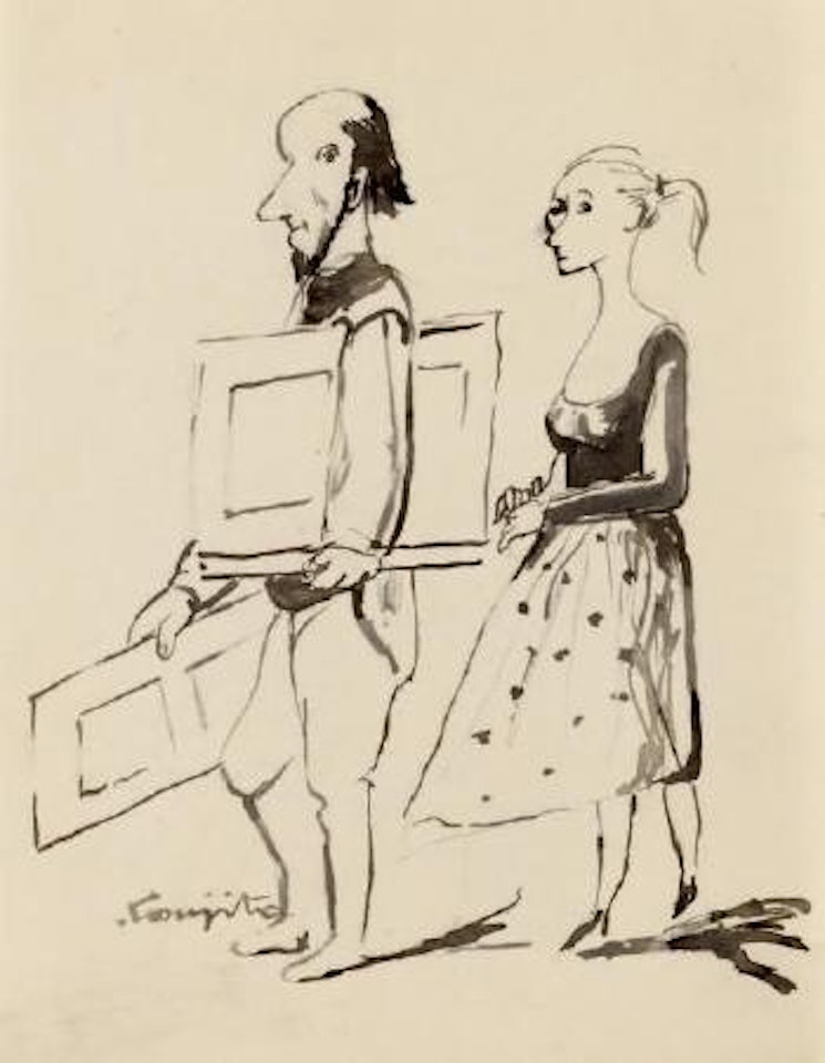 Le marchand de tableaux et son assistante by Leonard Tsuguharu Foujita