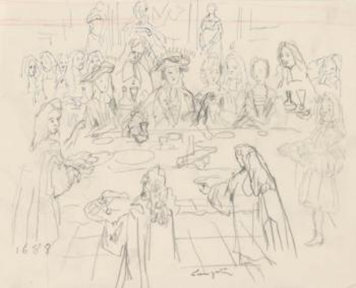 Le diner à la cour by Leonard Tsuguharu Foujita