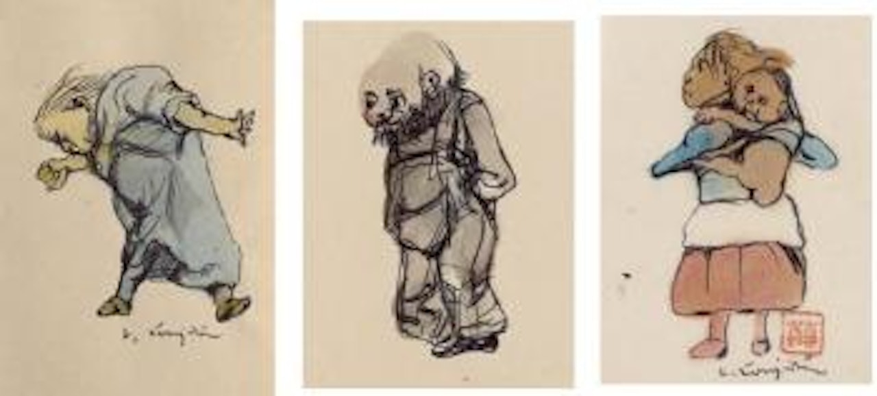 L'Aveuglement. Maman et son enfant. Homme songeur by Leonard Tsuguharu Foujita