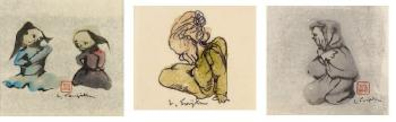Les sœurettes. Vieille clocharde. Le récueillement by Leonard Tsuguharu Foujita
