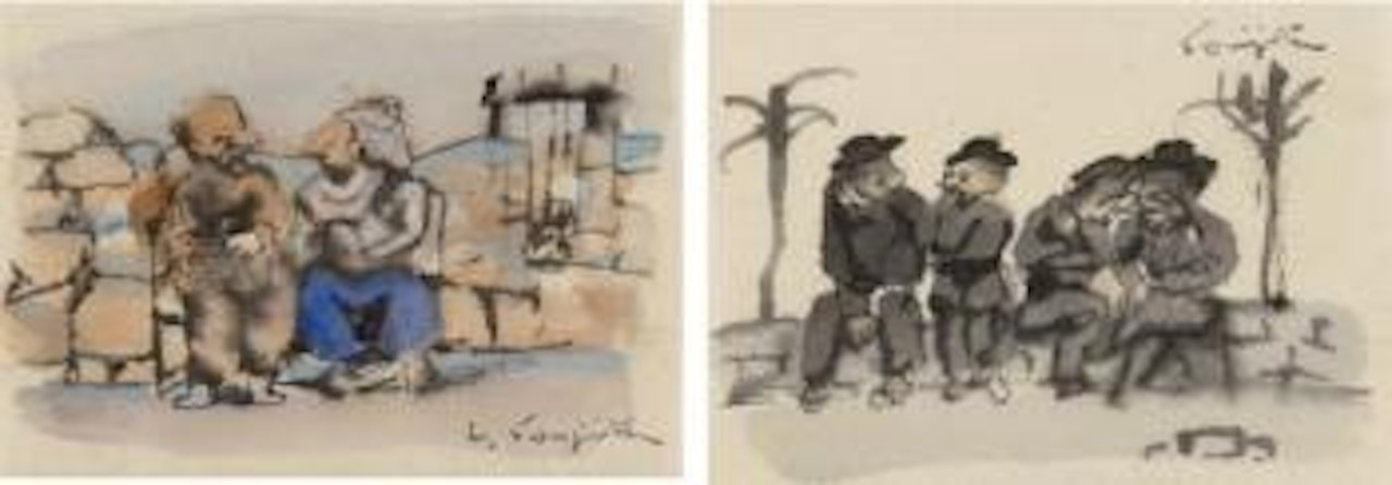 Discussion sur un muret. Conversation sur un muret by Leonard Tsuguharu Foujita
