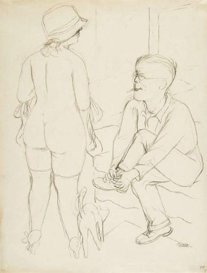 Ehepaar Mit Katze (Lotte Und Otto Schmalhausen) by George Grosz