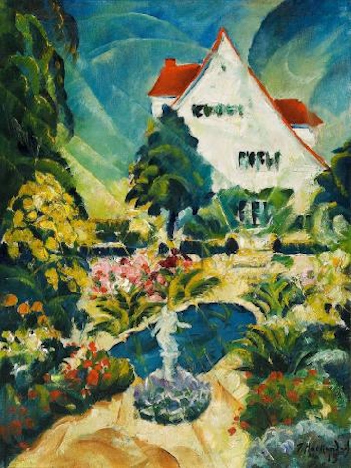 Sonnenbeschienenes Haus Im Blühenden Garten by Franz Heckendorf