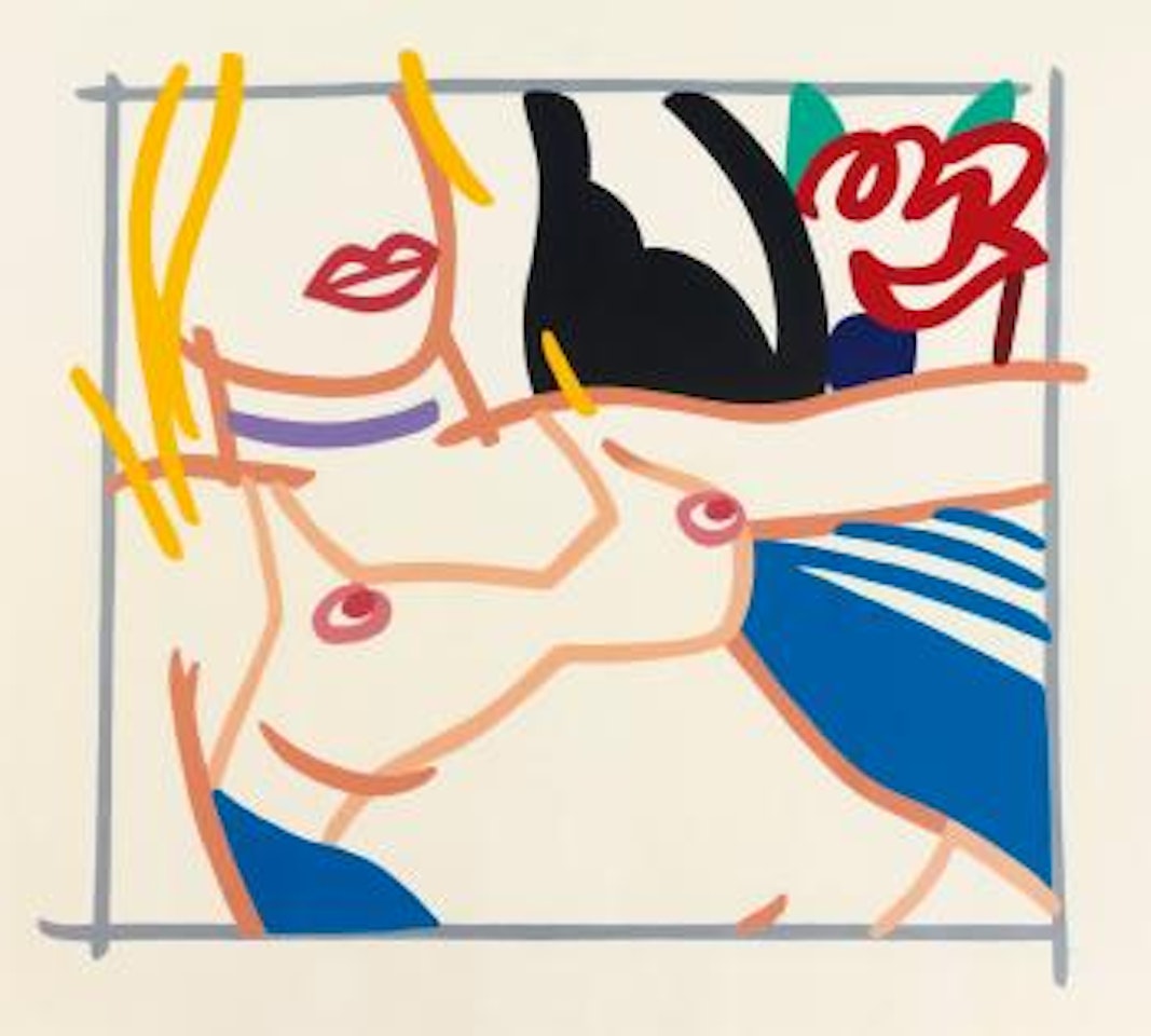 Nude With Violet Choker And Black Pillow by Tom Wesselmann
