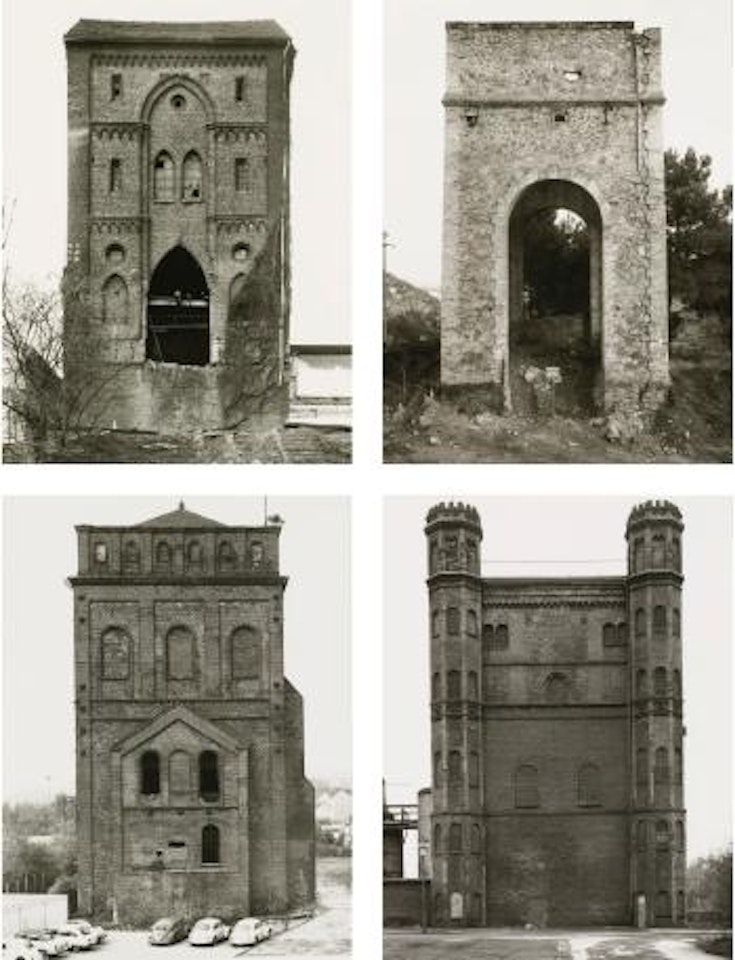 Zeche Dahlbusch 1, Gelsenkirchen, D 1968; Région Saint Etienne, F 1970; Zeche Julius-Philip, Bochum, D 1968; Zeche Westhausen, Dortmund, D 1969 [Four Works] by Bernd & Hilla Becher