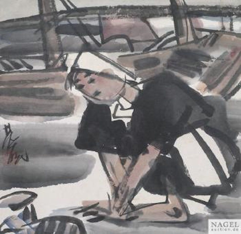 Frau Beim Waschen by Lin Fengmian