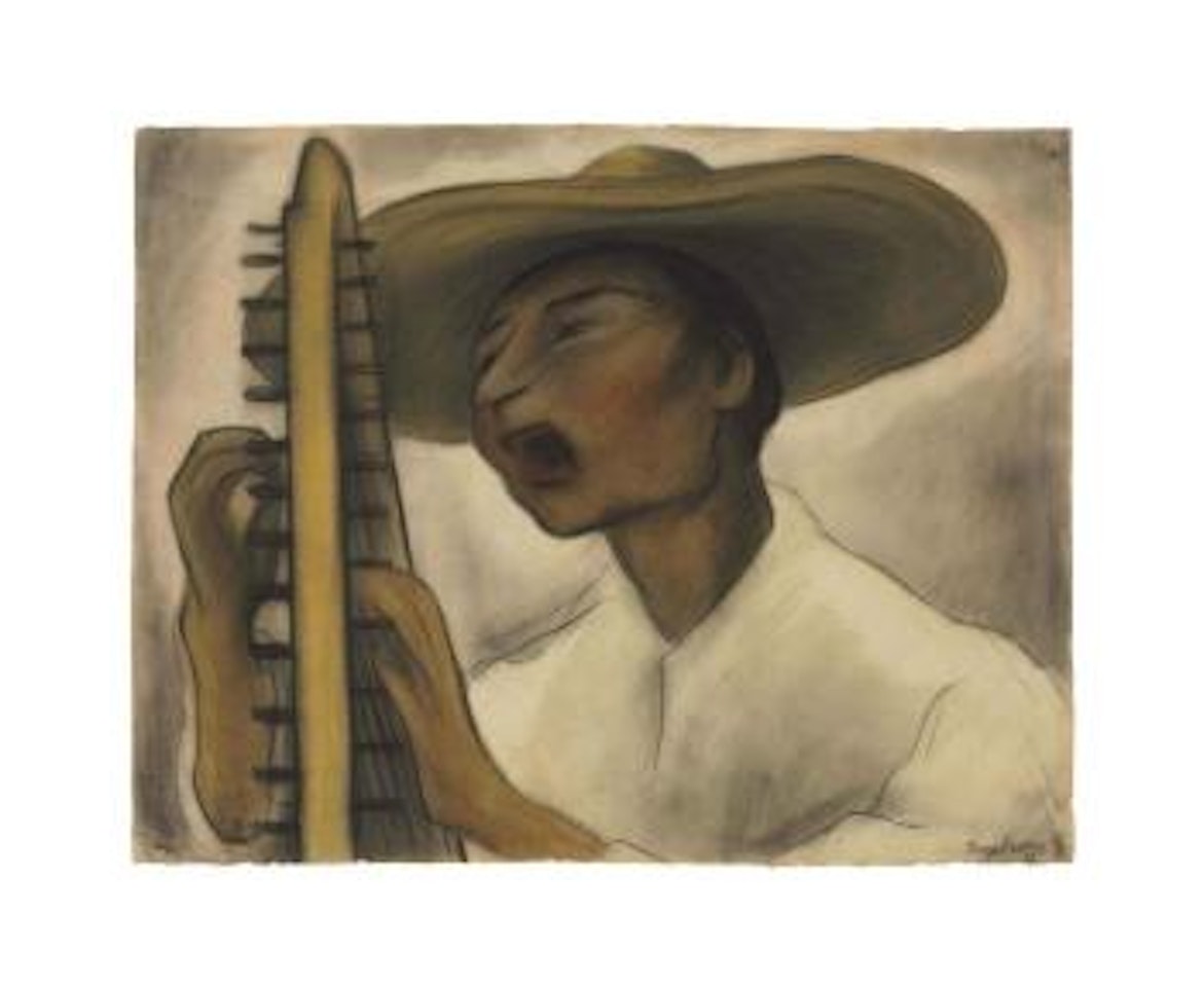 Cancionero tocando cítara by Diego Rivera