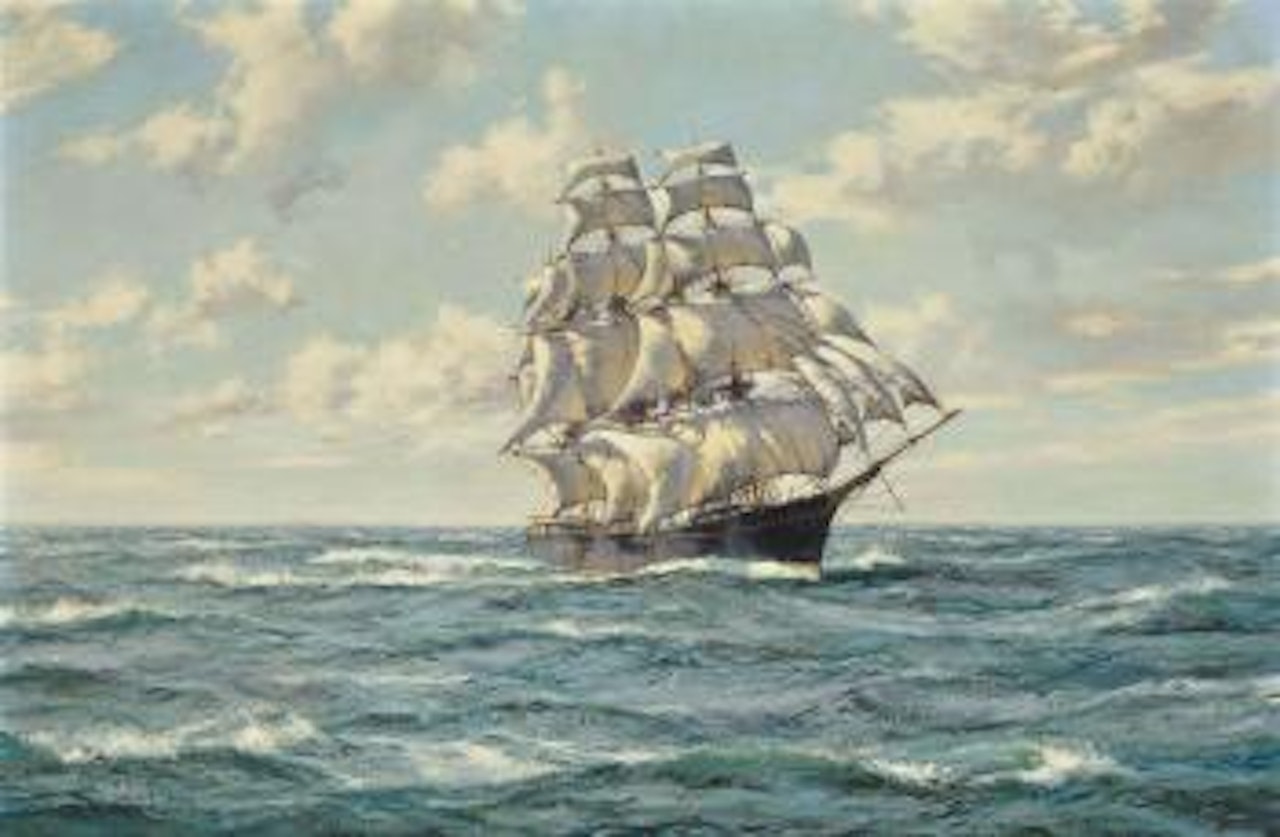 The American clipper Lightning holding a steady course in the Pacific by Montague Dawson