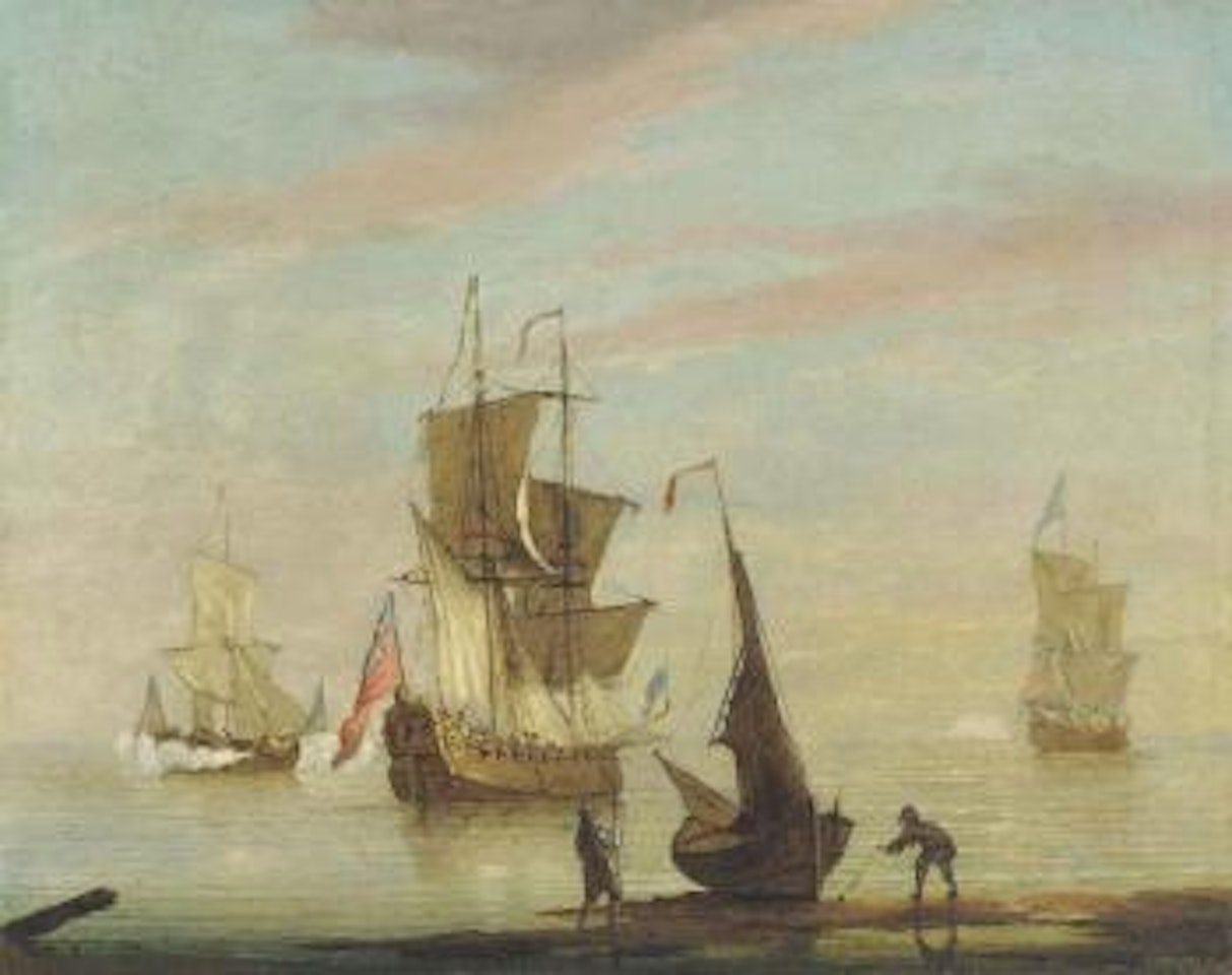An Admiralty Yacht getting underway from her anchorage by Francis Swaine