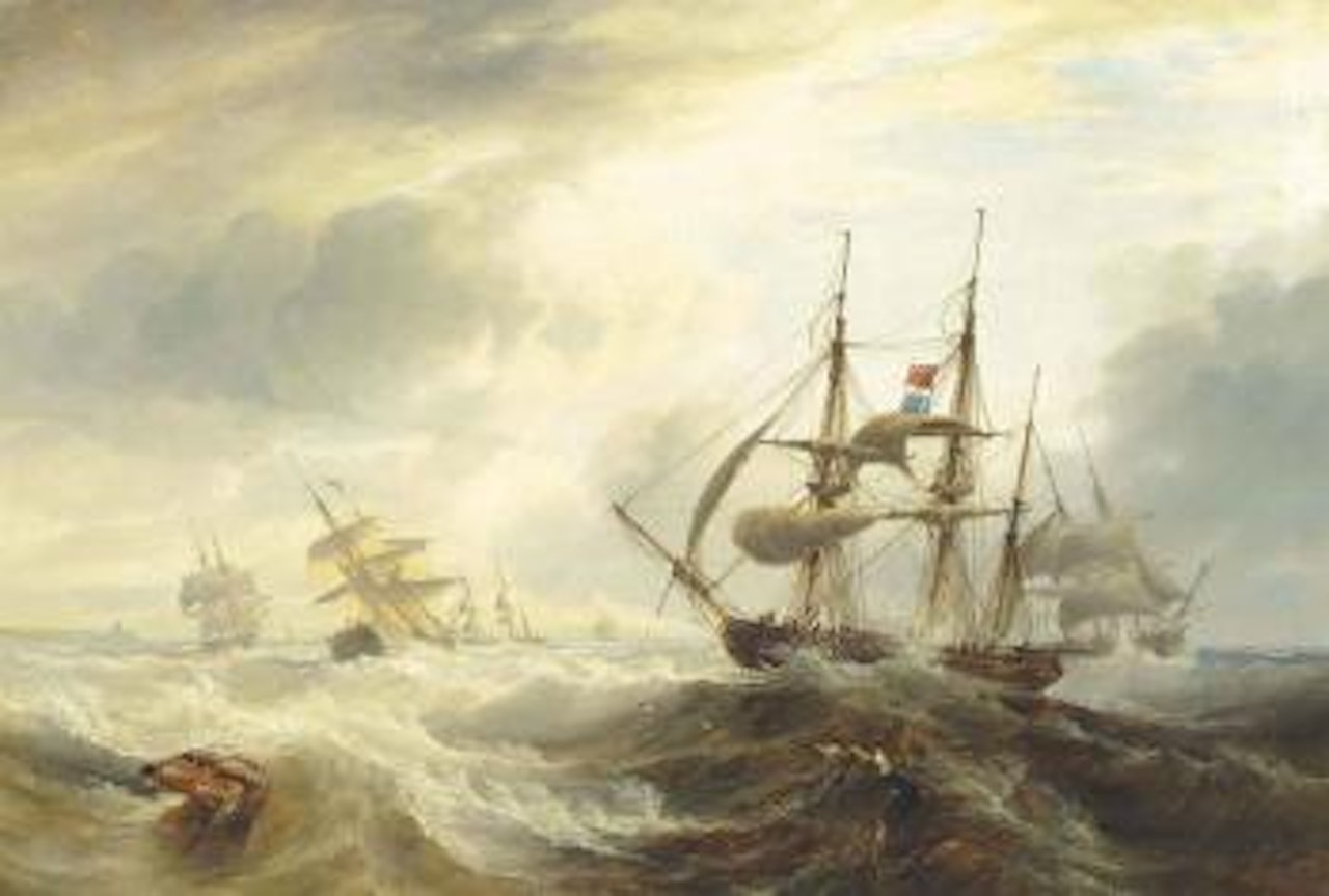 Shipping in a stiff breeze off the north east coast by John Wilson Carmichael