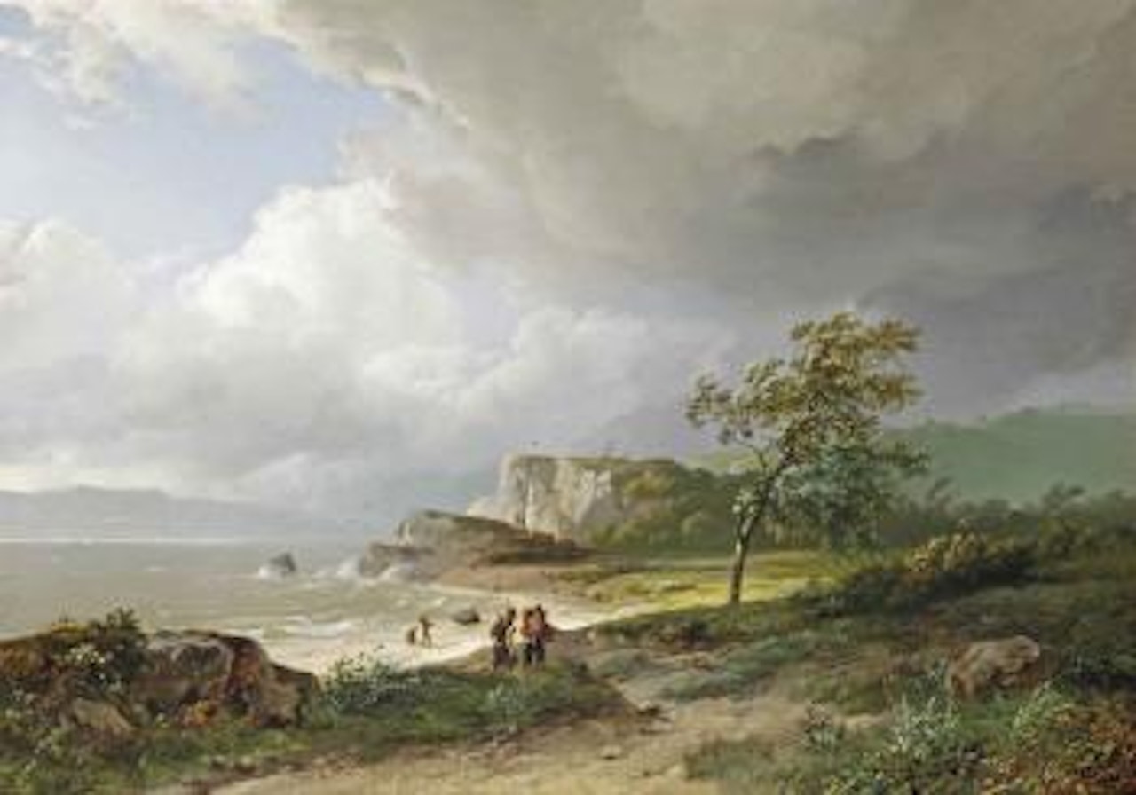 A breezy day along the coast by Barend Cornelis Koekkoek